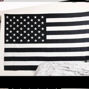 Black and white American flag tapestry